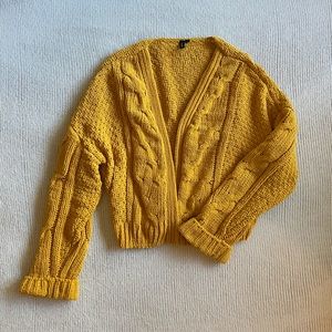 Mustard Yellow Loose Knit Cardigan | Moon & Madison